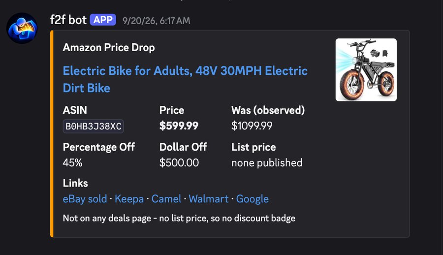 Amazon price drop alert: electric bike at $599.99, previously observed at $1,099.99